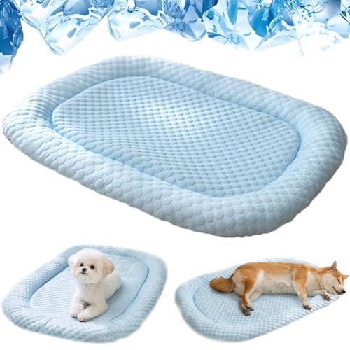 enseak Vierpfotenmarkt Frischeplatz,PfotenChilm-Die Innovative KühlmattefÃür Hunde,kühlende Hundedecke Eisseide,Machine Washable,Reduce Stress Due to High Temperatures,Suitable Cats Dogs-Blue||L von enseak