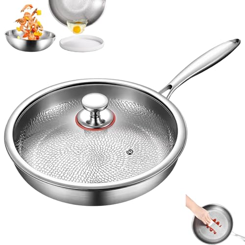 mossman titan pfanne,Gehämmerte Titanpfanne Pro Mit Deckel,titanium Pan,siraatskitchen Titanium Hammered Pan Pro with Lid,Extremely Durable,Non-Stick Titanium Pan for Cooking-26cm von enseak