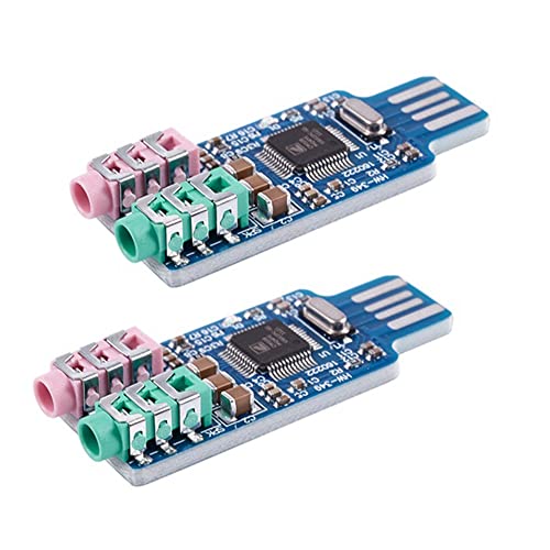 ensecoo 2 StüCk Antrieb Frei USB Sound Karte CM108 USB Sound Karte Chip Blau von ensecoo