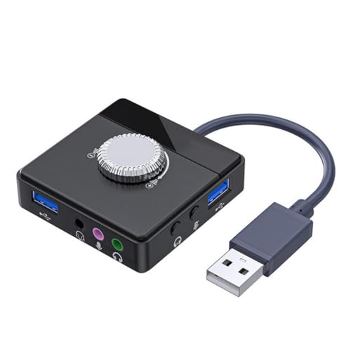 ensecoo USB-Externe Soundkarte 3,5-Mm-Klinkenstecker Lautstärkeregler Tablet-Computer-Mikrofon Externer Stereo-Audio-Adapter Computer-Zubehörteile von ensecoo