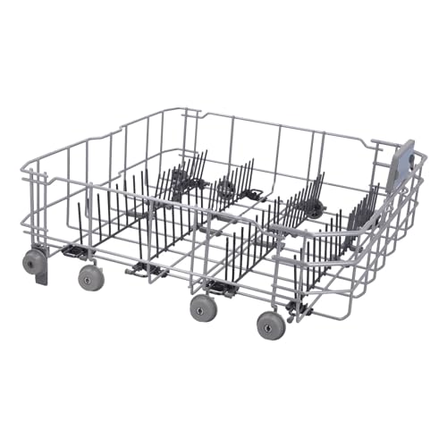 ensipart Unterkorb für Geschirrspüler kompatibel mit beko 1766810083 Geschirrkorb unten mit Klappstachelreihe und 8 Korbrollen kompatibel mit C00864574 kompatibel mit Küppersbusch 443393 von ensipart