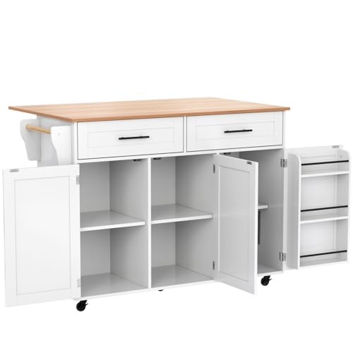entapuk Küchenwagen, Kücheninsel mit klappbarer Arbeitsplatte, Küchenschrank Servierwagen Sideboard auf Rollen Küchentrolley Rollwagen, Arbeitsplatte mit Massivholzmaserung, Weiß-129 * 71 * 91.5cm entapuk Küchenwagen, Kücheninsel mit klappbarer Arbeitsplatte, Küchenschrank Servierwagen Sideboard auf Rollen Küchentrolley Rollwagen, Arbeitsplatte mit Massivholzmaserung, Weiß-129 * 71 * 91.5cm von entapuk