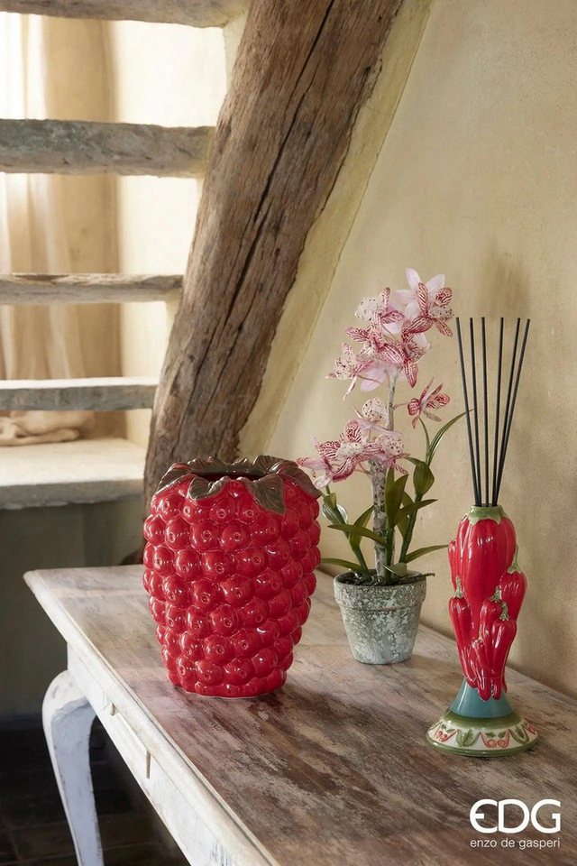 enzo de gasperi Dekovase Dekovase Form einer Himbeere - glasierte Keramik H 26,5 cm Ø 21 cm rot (verschiedene Größen können kombiniert werden) von enzo de gasperi