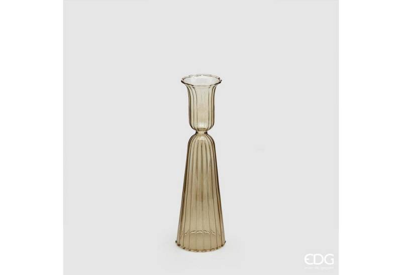 enzo de gasperi Kerzenleuchter Schlanker Kerzenleuchter gewellt - Rauchglas Höhe 18 cm Ø 5 cm von enzo de gasperi