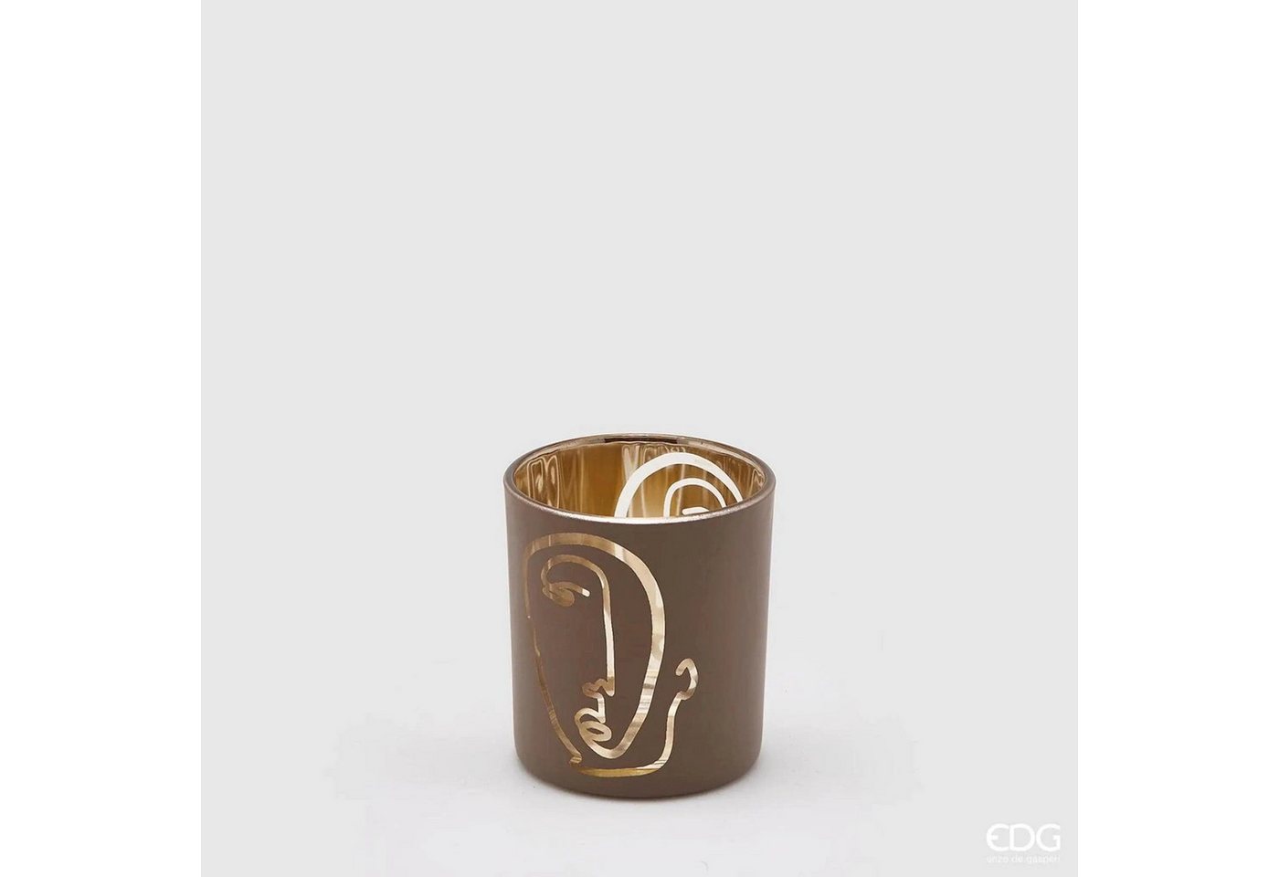 enzo de gasperi Teelichthalter Dekoratives Kerzenglas für Teelichter- mit Gesicht Höhe 8cm Ø 7 cm von enzo de gasperi