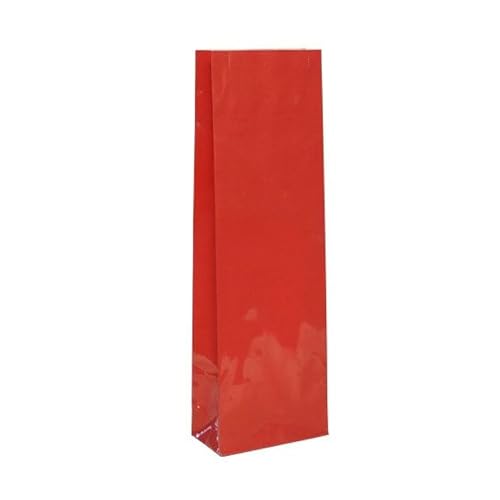 Blockbodenbeutel 50 Stück, 4-Lagig, im drei Großen und vier Farben zum Auswahl, Tüten zum Befüllen mit Süßigkeiten, Tee, Kaffee oder kleine Gastgeschenke (Rot, 250 ml) von epcommerce