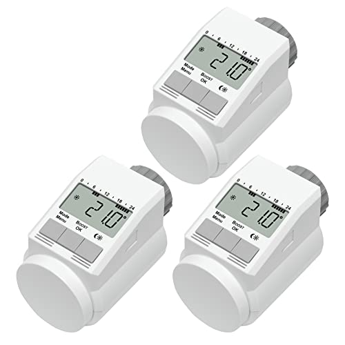 Eqiva Model L Elektronik-Heizkörperthermostat mit Boost-Funktion, 3er-Set von eqiva