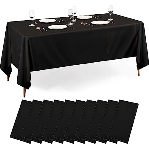 eqivei 10 Stück Einweg Tischdecken, 137 x 274 cm, Premium Kunststoff Tischdecke Tischdecke Rechteckig Schwarz Tischdecke Party Tischdecke wasserdichte Geburtstags Tischdecke (Schwarz) von eqivei