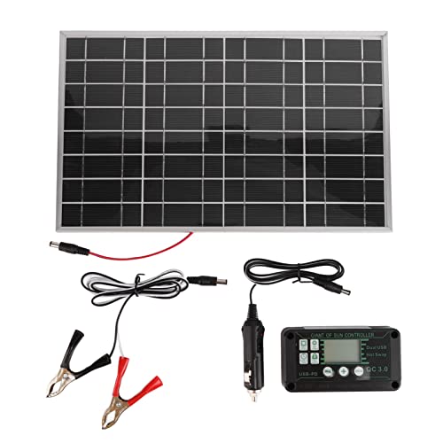 30W Solar Panel Kit, Polykristalline Silizium -Solarladungskabine mit 40A -Controller Hocheffizienter Notfall -Ladekit für das Auto -RV -Marine -Boot von equlup