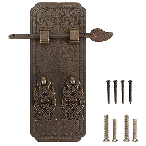 Antique Cabinet Latch, 6x2,5x0.4in Kupferkabin Haken Chinesische Türstil -Klanggriff Vintage -Schränke Latch Clasp -Möbelhardware von equlup