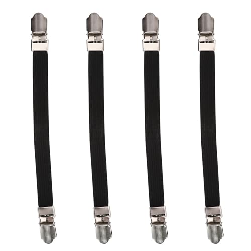 Blattgurte, 4pcs Doppelkopfklammern Gripperhalter elastischer Kreuzskross -Bett Matratze Blechgurte Befestigungselemente mit Plastikschnalle für Bett (Schwarz) von equlup