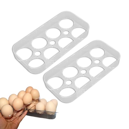 Kühlschrankeischablett, 2pcs 8 Gitter Kühlschrankschale Unabhängige Schlitze Transparent Halter Lebensmittelvorstellungsbehälter für Küchenschrank von equlup