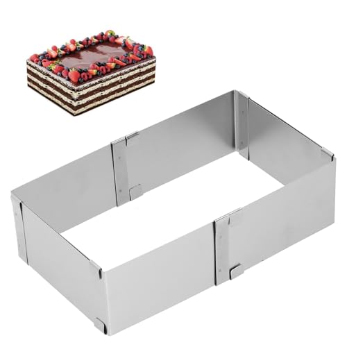 Rechteck Kuchenform, quadratischer Edelstahl -Mousse -Ring Renner Kekse Kuchenschneider Gebäckform Küche DIY Backwerkzeuge (S 10~18 cm) von equlup