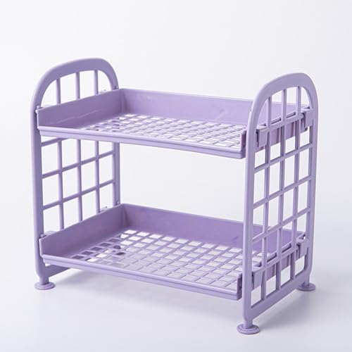 equlup 2 Tier -Desktop -Speicherregal, Kunststofffaltbarschelfschirme Organizer Multifunktionales Kunststoffregal up -Organizer Ständer für Kosmetik Badezimmer Küche von equlup