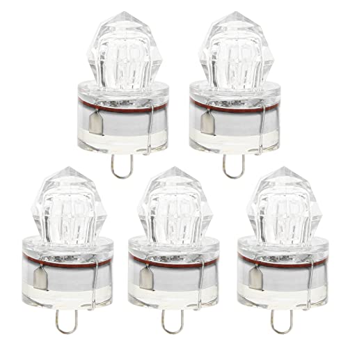 equlup 5Pcs LED Angeln Licht Unterwasser Tiefer Tropfen Lichter Wasserdicht Diamant Form LED Auto Open Unterwasser Angeln Locken Licht(Weiß) von equlup