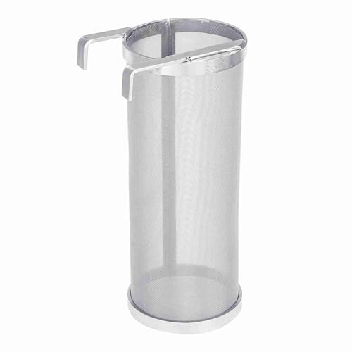 equlup Edelstahl -Brew -Filter, 300 Mikrometer Edelstahl hausgemachte Bier Bier Hop Mesh Filtersieb Bier Trockenstrichtersieb mit Haken zum Getränkhering (10 * 25,5 cm) von equlup