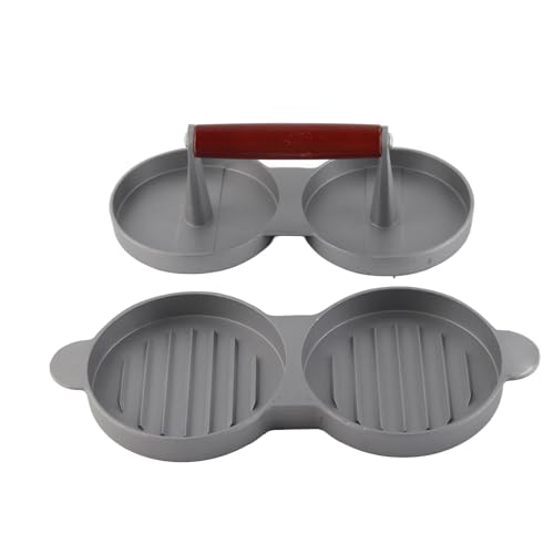 equlup Runde Form Hamburger Presse, Aluminiumlegierung Nicht -Stick Doppelburger Presse Schimmel Hamburger Fleisch Fleisch Grill Küchenwerkzeuge von equlup