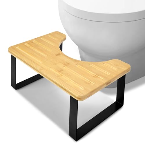 Toilettenhocker Erwachsene, 17 * 10.6 * 7" Toilettenhocker Holz, Klohocker Toiletten Hocker, WC Hocker Toilette Bambus, Kackhocker, Toilettenstuhl, WC Hocker Erwachsene von erdiegle