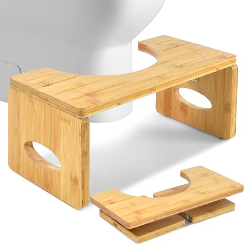 erdiegle Toilettenhocker Erwachsene Holz, Klappbarer WC Hocker für Erwachsene, Toilettenhocker Klappbar Bamboo 40 * 19.5 * 17.5CM von erdiegle