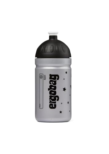 R&B - Trinkflasche mit ergobag-Motiv für Kinder, 500ml, BPA-frei, auslaufsicher, leicht zu reinigen Weltraum - Grau von ergobag