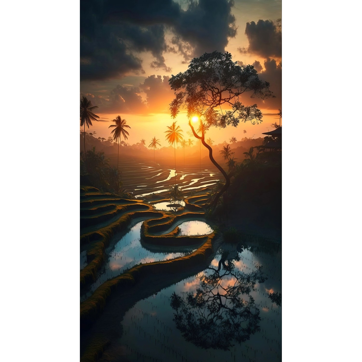 Erismann Digitaltapete Zooom Ricefields By Night 270 cm x 150 cm von erismann
