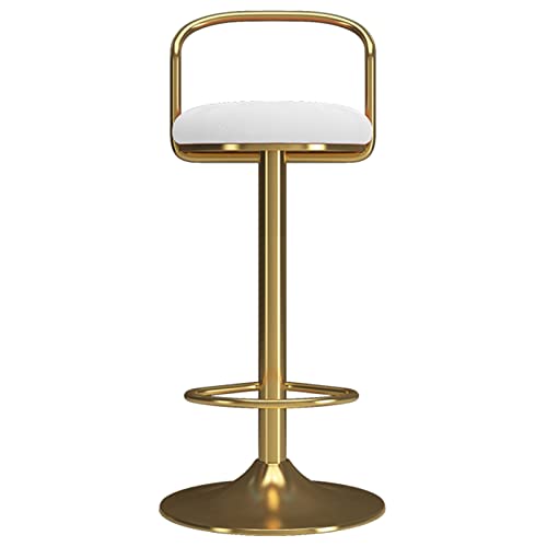 Barstuhl, verstellbarer Hocker mit drehbarer Rückenlehne, goldene Fußstütze und runder Basis, Barhocker für den Kücheninsel-Essbereich für den Heim-Schönheitssalon (Größe: 45–60 cm, Farbe: Weiß) von erkebspm