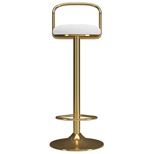 Barstuhl, verstellbarer Hocker mit drehbarer Rückenlehne, goldene Fußstütze und runder Basis, Barhocker für den Kücheninsel-Essbereich für den Heim-Schönheitssalon (Größe: 65–80 cm, Farbe: Weiß) von erkebspm