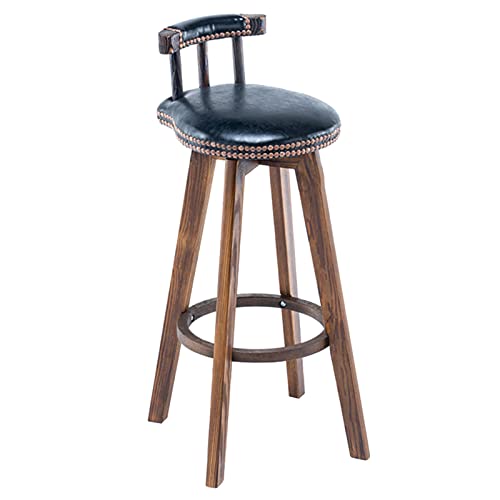 Solid Wood Chair Company Kücheninsel Carbonize Barhocker mit ergonomischer Rückenlehne, PU-Polster, Ringfußstütze und Rutschfester Matte (Größe: 73 cm, Farbe: Schwarz) von erkebspm
