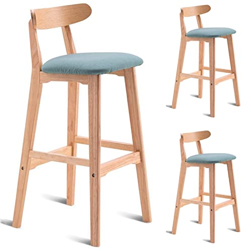 Stühle, Massivholz-Barhocker, 2er-Set, Küchen- und Restaurantstühle mit Sitzkissen aus Baumwollleinen und zerlegbarem, waschbarem Sitzbezug (Größe: 72 cm, Farbe: Grün) von erkebspm