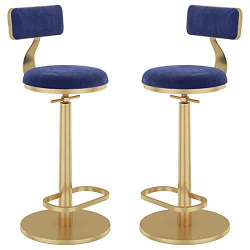 erkebspm 2 Stück Barhocker, Drehstühle mit Abnehmbarer Rückenlehne, Fußstützenbasis aus Metall, Moderne Barhocker für die Esszimmerküche, verstellbar von 65–80 cm (Farbe: Blau) von erkebspm