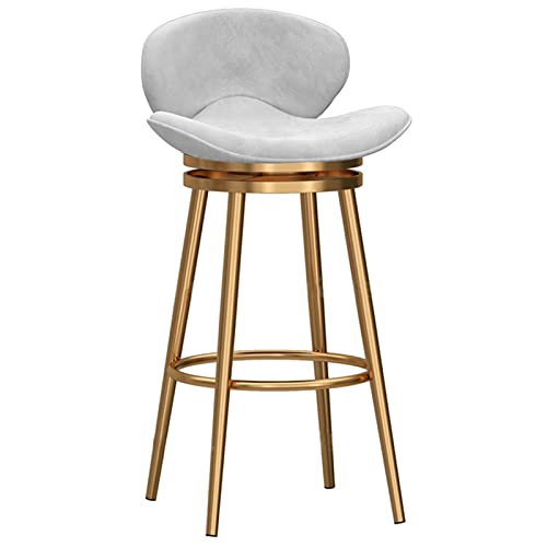 erkebspm Barhocker, Drehstühle, Zuhause, Esszimmer, Küche, Theke, Rezeption, Barhocker mit Schmetterlingsrückenlehne, Samtsitz und Fußstütze (Größe: 75 cm, Farbe: Weiß) von erkebspm