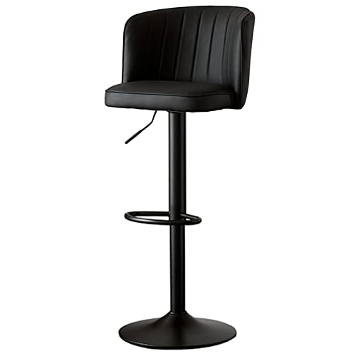 erkebspm Barhocker, Drehstuhl mit Rückenlehne, Verstellbarer Hub 60–80 cm, Barhocker für Wohnmöbel, Restaurant, Rezeption, wasserdichter Ledersitz und Fußstütze (Farbe: Schwarz) von erkebspm