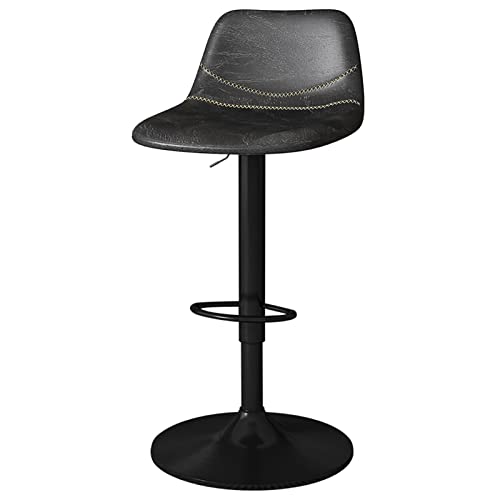 erkebspm Barhocker Drehstuhl, Kücheninsel-ESS-Barhocker mit Sattelleder-Sitzlehne und Kohlenstoffstahl-Fußstütze, verstellbar 57–78 cm (Farbe: Grau) von erkebspm