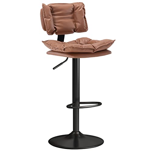 erkebspm Barhocker-Drehstuhl, Moderne Barhocker für die Rezeption mit doppellagiger Rückenlehne aus Nappaleder und Fußstützenbasis aus Metall, verstellbar von 63–83 cm (Farbe: Braun) von erkebspm