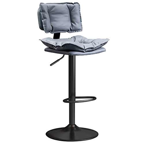 erkebspm Barhocker-Drehstuhl, Moderne Barhocker für die Rezeption mit doppellagiger Rückenlehne aus Nappaleder und Fußstützenbasis aus Metall, verstellbar von 63–83 cm (Farbe: Grau) von erkebspm