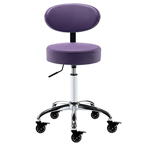 erkebspm Barhocker Home Beauty Salon Drehstuhl PU-Sitzkissen Ergonomische Rückenlehne Bremsrad, höhenverstellbar 51-67 cm (Farbe: Lila) von erkebspm