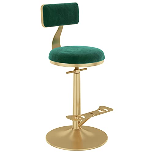 erkebspm Barhocker aus Metall, Verstellbarer Drehstuhl mit Abnehmbarer Rückenlehne, runde Basis mit goldenem Pedal, Barhocker für die Küche zu Hause (Größe: 45–60 cm, Farbe: Grün) von erkebspm