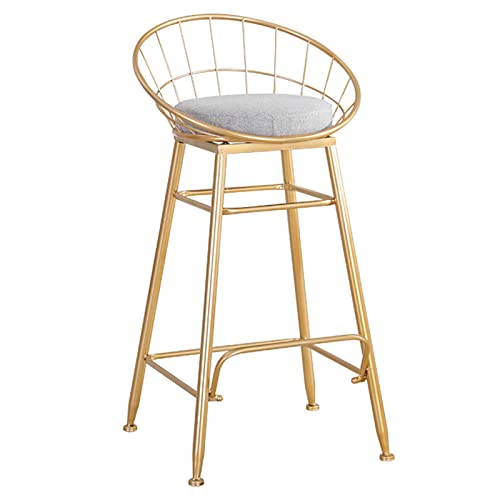 erkebspm Barhocker für Zuhause, Restaurant, Theke, Dekoration, Barhocker, mit Grauer Oberfläche, goldenen Beinen und Fußstütze (Größe: 65 cm) von erkebspm