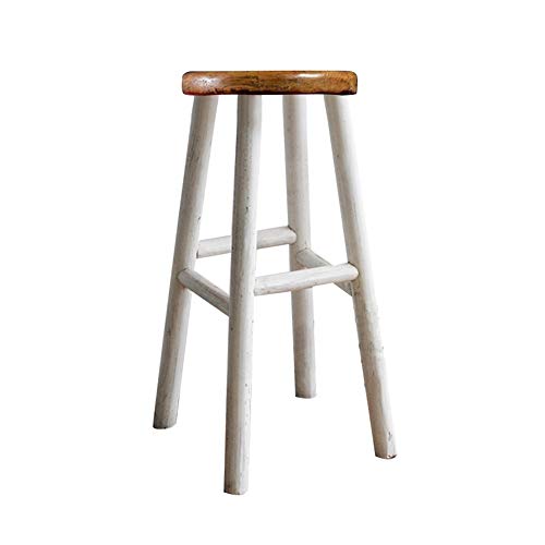 erkebspm Barstuhl aus massivem Holz im europäischen Stil mit Fußstütze, Retro-Casual-Frühstücksstuhl für Zuhause, Café, Bar, Haltbarkeit (Farbe: D) von erkebspm