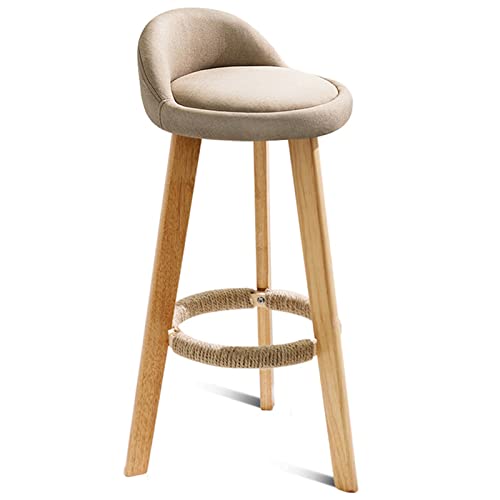 erkebspm Barstuhl aus massivem Holz mit 3 Beinen, Heim-ESS-Bartheke mit Rückenlehne und rutschfestem Fußpolster, Sitzhöhe 68 cm (Farbe: Khaki) von erkebspm