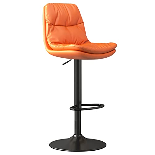 erkebspm Drehbarer Barhocker-Stuhl, Home-Rezeption-Insel-Barhocker mit doppellagiger Nappaleder-Rückenlehne und Metallfußstütze, verstellbar von 61–81 cm (Farbe: Orange) von erkebspm