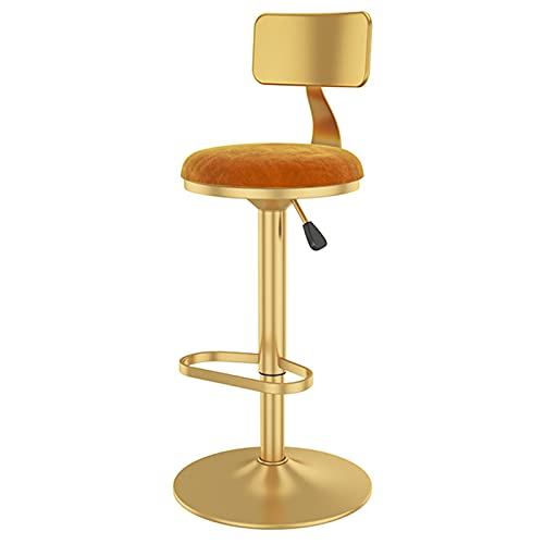 erkebspm - Drehstühle, Barhocker, Restaurant, Schönheitssalons, Hocker, mit Rückenlehne, Samtkissen und goldenem Sockel, verstellbar 60–80 cm (Größe: Orange) von erkebspm