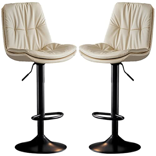 erkebspm Drehstühle, Frühstücks-Barhocker, 2 Stück, Küchen-Essinsel-Hocker mit Rückenlehne und doppellagigem Kissen, verstellbar von 60–80 cm (Farbe: Beige) von erkebspm
