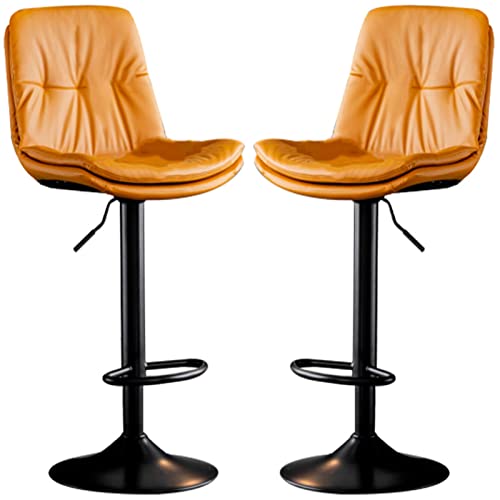 erkebspm Drehstühle, Frühstücks-Barhocker, 2 Stück, Küchen-Essinsel-Hocker mit Rückenlehne und doppellagigem Kissen, verstellbar von 60–80 cm (Farbe: Orange) von erkebspm