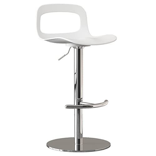 erkebspm Drehstuhl, PP-Sitz, Hohle Rückenlehne, Barhocker für modernes Heimbüro, mit T-Fußstütze und Edelstahlbasis, verstellbar von 48,7–73,7 cm (Farbe: Weiß) von erkebspm