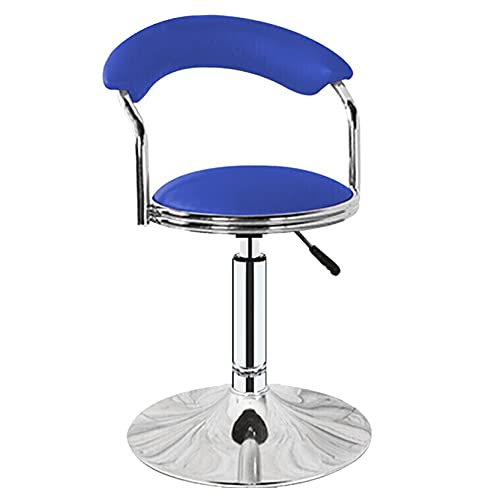 erkebspm - Drehstuhl Barhocker Beauty Salon Barber mit Rückenlehne, Griff und Metallgestell, verstellbar 39-54 cm (Farbe: Blau) von erkebspm