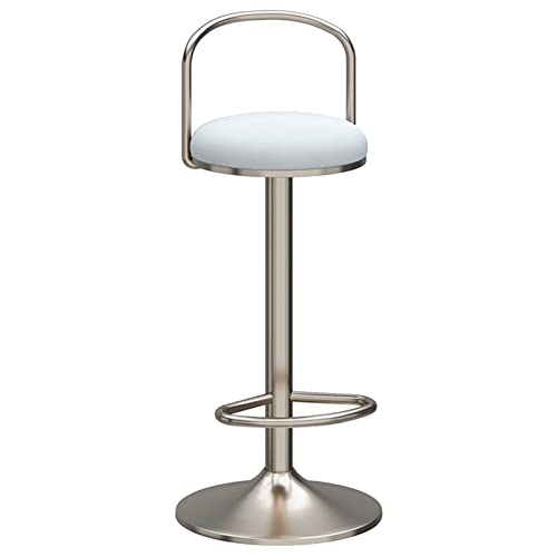 erkebspm Drehstuhl-Barhocker mit Rückenlehne, Fußstütze und rundem Sockel, Barhocker für Zuhause, Küche, Insel, Esszimmer, Schönheitssalon, verstellbar 65–80 cm (Farbe: Weiß) von erkebspm