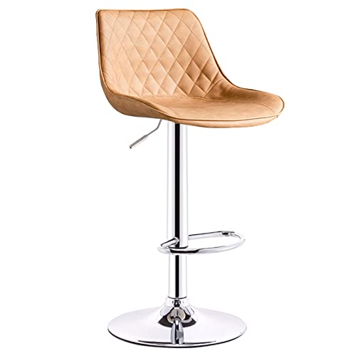 erkebspm Drehstuhl-Hebe-Barhocker für Restaurant-Bar-Theken-Rezeption mit halbmondförmiger Fußstütze und Gestell, Sitzhöhe 60–80 cm (Farbe: Braun) von erkebspm