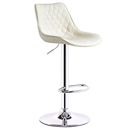 erkebspm Drehstuhl-Hebe-Barhocker für Restaurant-Bar-Theken-Rezeption mit halbmondförmiger Fußstütze und Gestell, Sitzhöhe 60–80 cm (Farbe: Weiß) von erkebspm