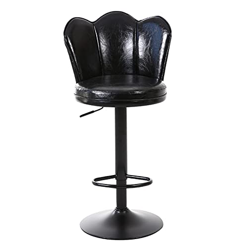 erkebspm Einfacher drehbarer Stangengriff, verstellbar 60–80 cm, mit Schwammkissen-Rückenlehne, praktischer Pedal-Freizeit-Bar-Esszimmerstuhl (Farbe: Schwarz) von erkebspm
